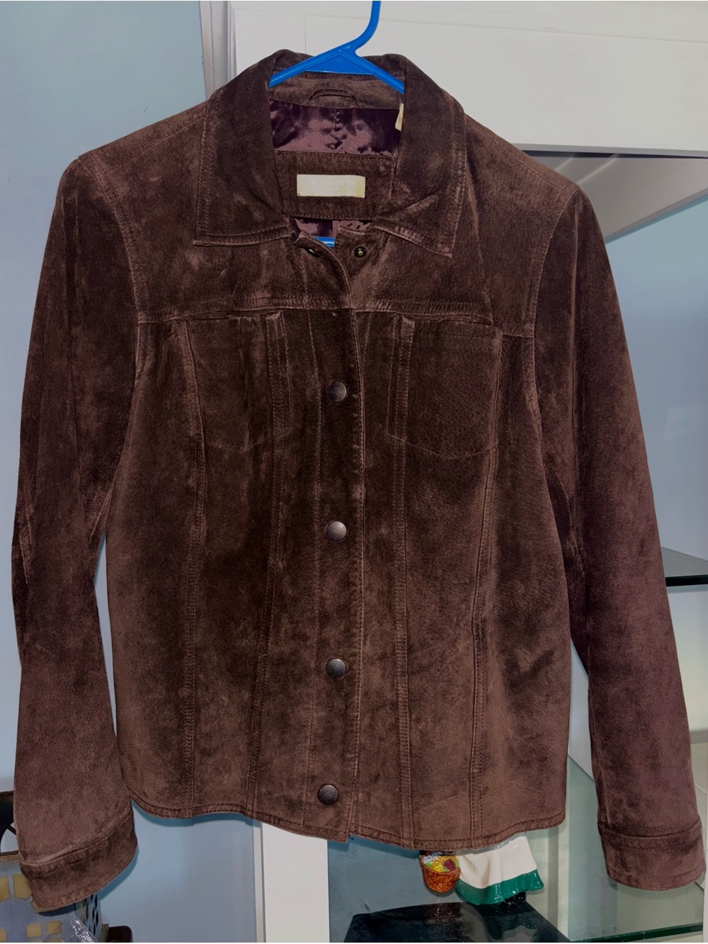 Kate Hill Chocolate Brown Suede Button-Front Women's Jacket 8P